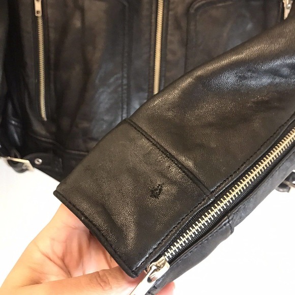 Women’s Genuine Leather Moto Jacket Medium, Black, by Mossimo - Picture 16 of 16
